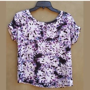 {CYNTHIA ROWLEY} Abstract Floral Print Blouse